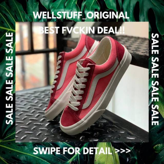 SEPATU WANITA VANS OLD SKOOL STYLE 36 VINTAGE SPORT RUMBA RED ORIGINAL
