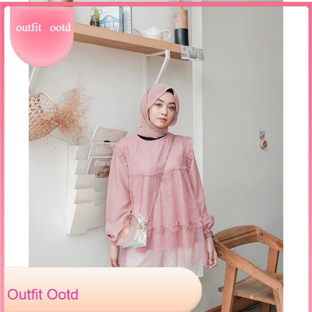 ootd blouse pink hijab