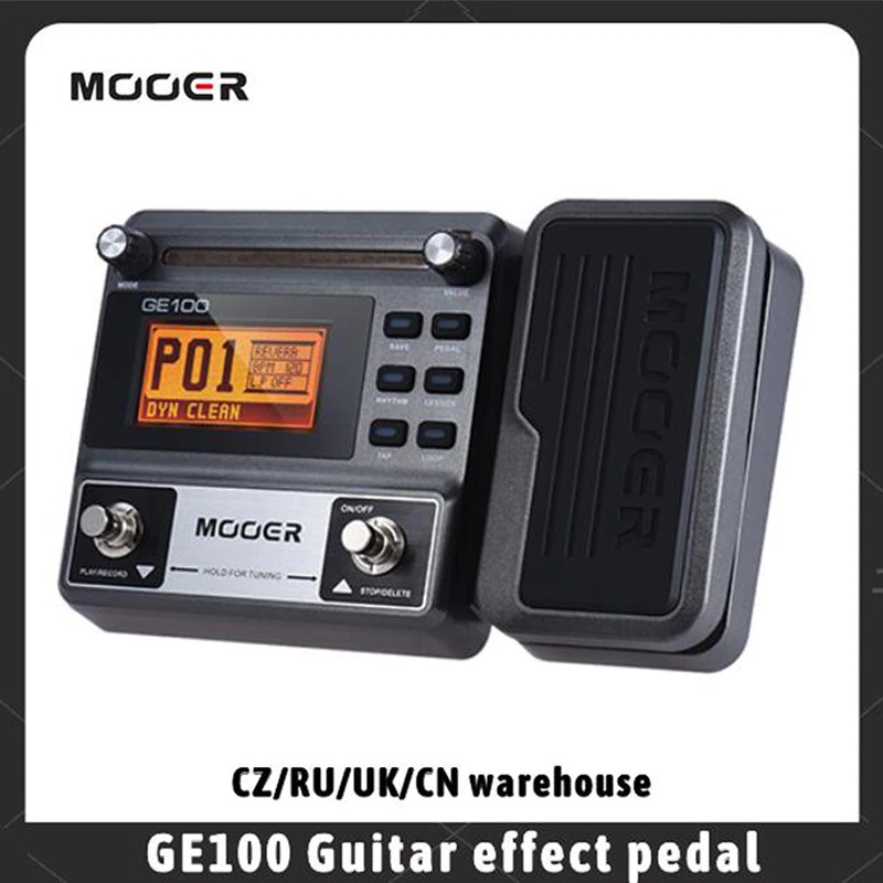 MOOER Guitar Multi Effect Pedal Loop Recording with LCD Display - GE100 - Black