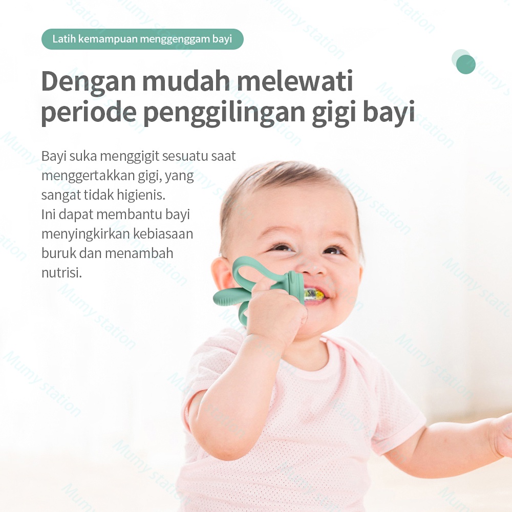 Mumystation 2 in 1 teether + empeng bayi Bahan silikon dot bayi lembut