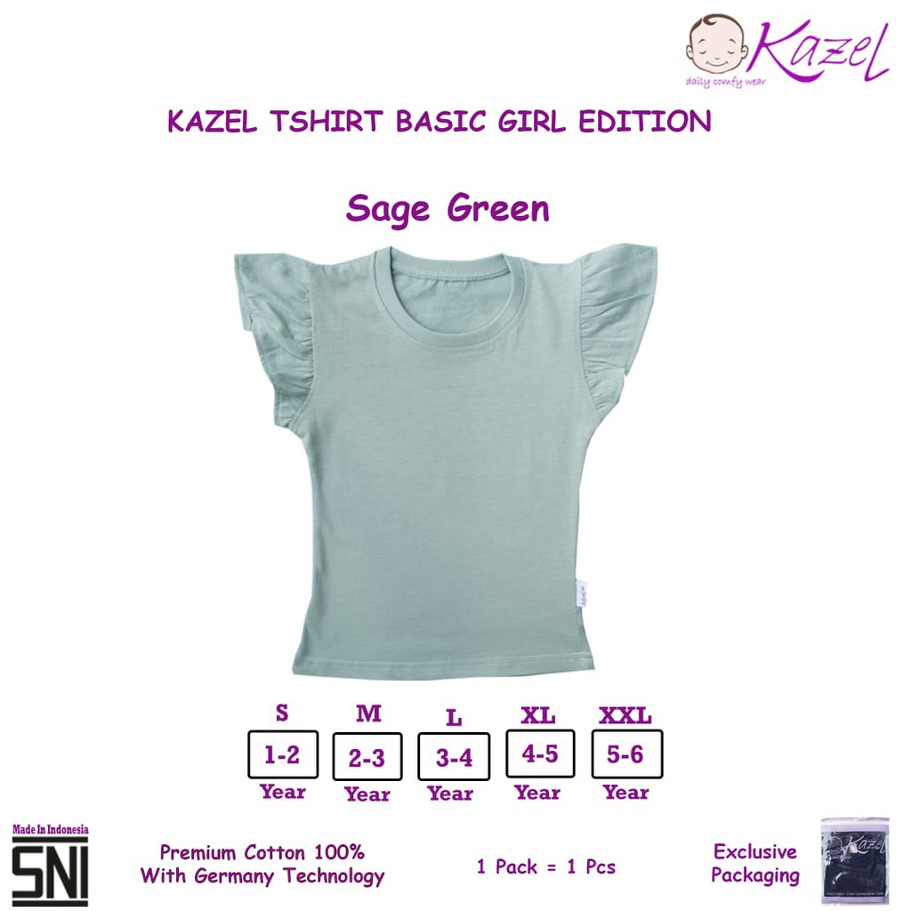 [Size S-XXL Warna Sage Green] Kazel Tshirt Basic Girl Edition