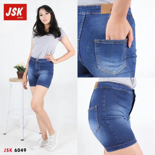BLUE HIGHWAIST JEANS / CELANA PENDEK HIGHWAIST JEANS JSK 6049