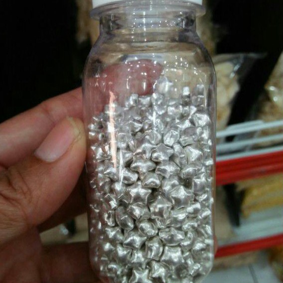 

Springkle Bintang Silver 50 gr/Star/Perak/Hiasan Unicorn/Taburan/Kue Tart/Wedding/Edibel/Dekorasi