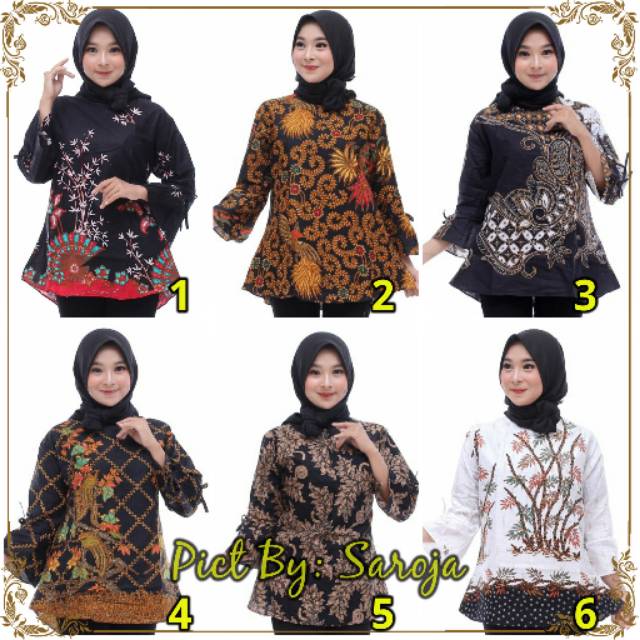 NEW SAROJA BATIK !! Seragam Atasan Wanita baju kantor kondangan nikahan original by Saroja Batik