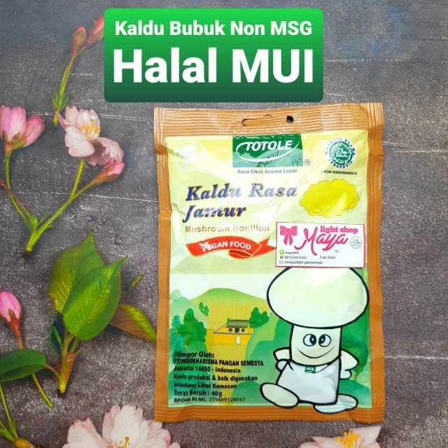 Kaldu Non MSG halal totole jamur 40gr bumbu penyedap tanpa msg kaldu mushroom bubuk mpasi vegan vegetarian