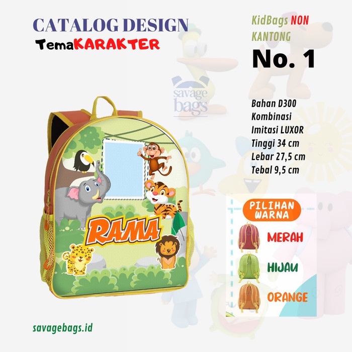 

Tas Custom Anak Foto+Nama Non Kantong - Tema Animal - PRE ORDER 8 Hari