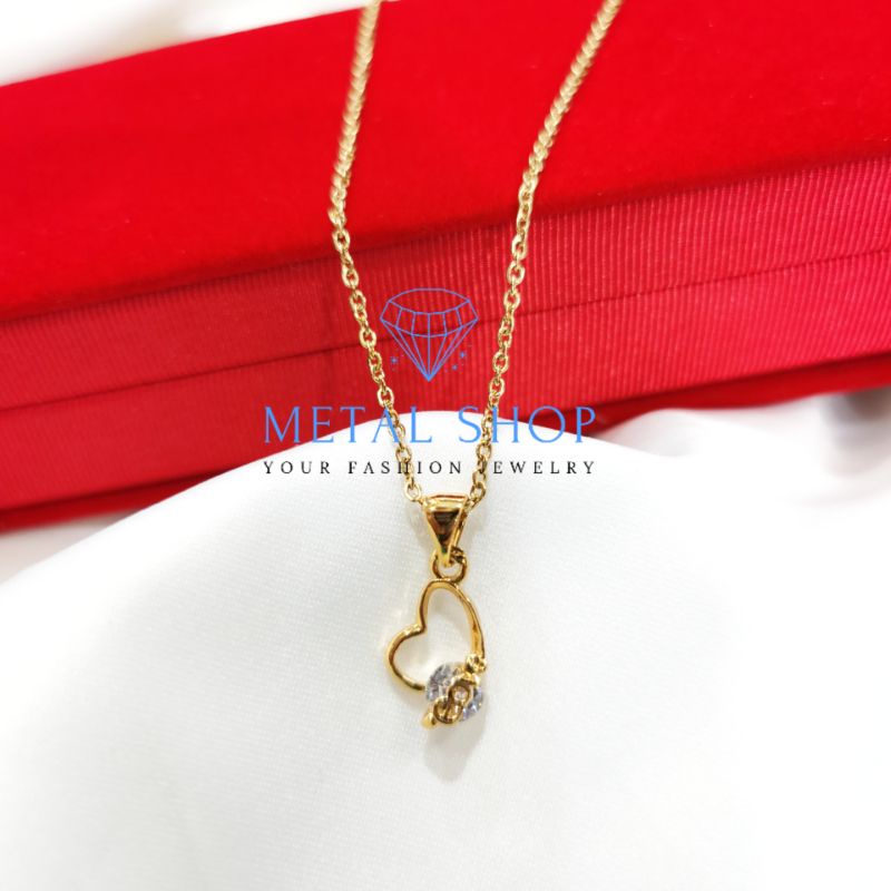 MS - Kalung Rhodium Wanita Love Zircon