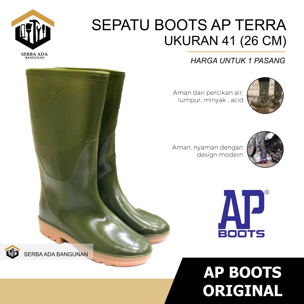 SEPATU SAFETY BOOTS MODEL PANJANG ECO HIJAU SIZE 40-42 AP ORIGINAL 100%