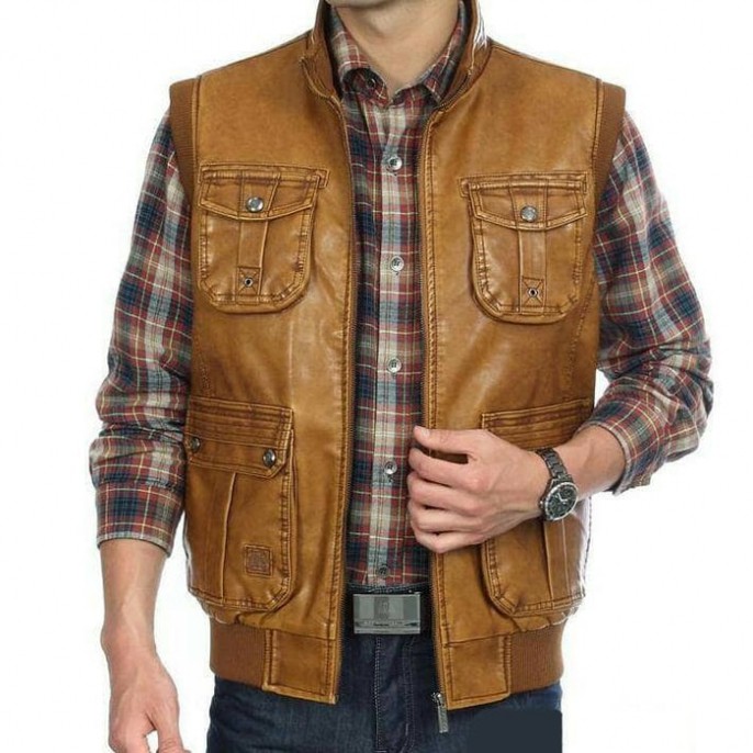 PROMO - ROMPI KULIT PRIA COKLAT TAN VEST PRIA