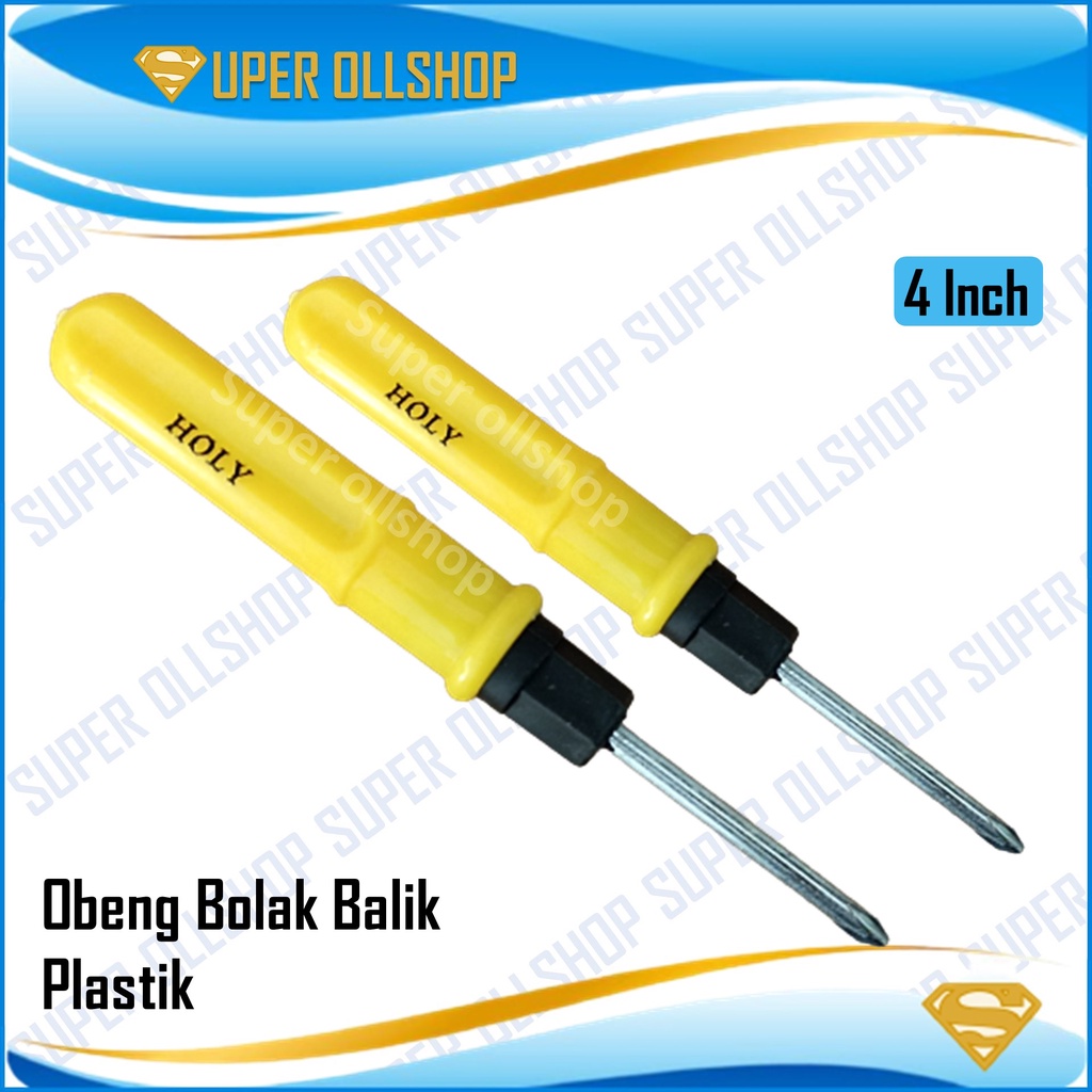 Obeng Plastik Bolak Balik 3 inch 4 inch / Obeng Plus Minus / Obeng Belimbing Kecil Gagang Plastik