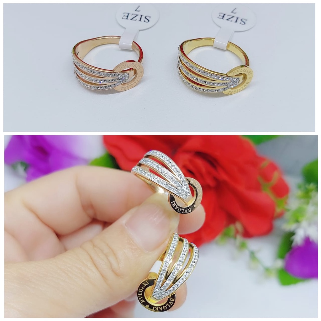 Cincin titanium permata perhiasan wanita jewelry 0110-0113