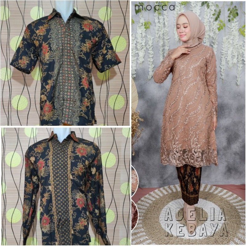 IndahKebaya | COUPLE KEBAYA TUNIK TILLE DAN KEMEJA BATIK PRIA MURAH / COUPLE KONDANGAN TERBARU