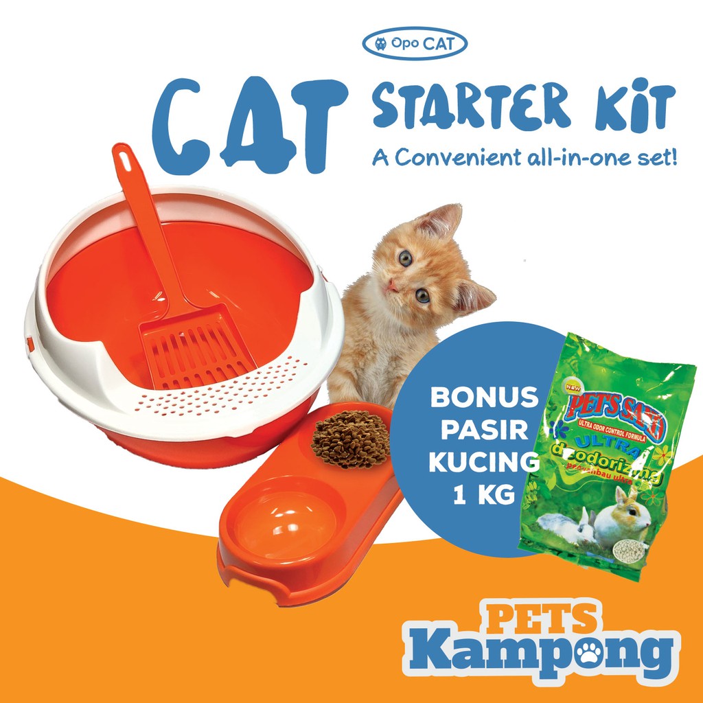Opo Cat - Bak pasir untuk pemilik kucing baru Cat Starter Kit
