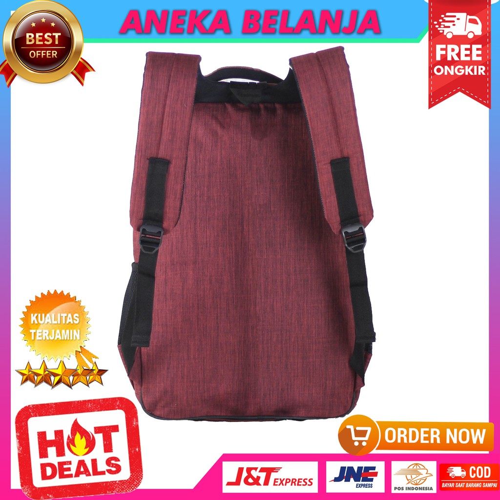 Tas Backpack Sekolah Kuliah Kerja ALVIS Bordir Merah Bonus Raincover Ransel Cowok Murah Multifungsi