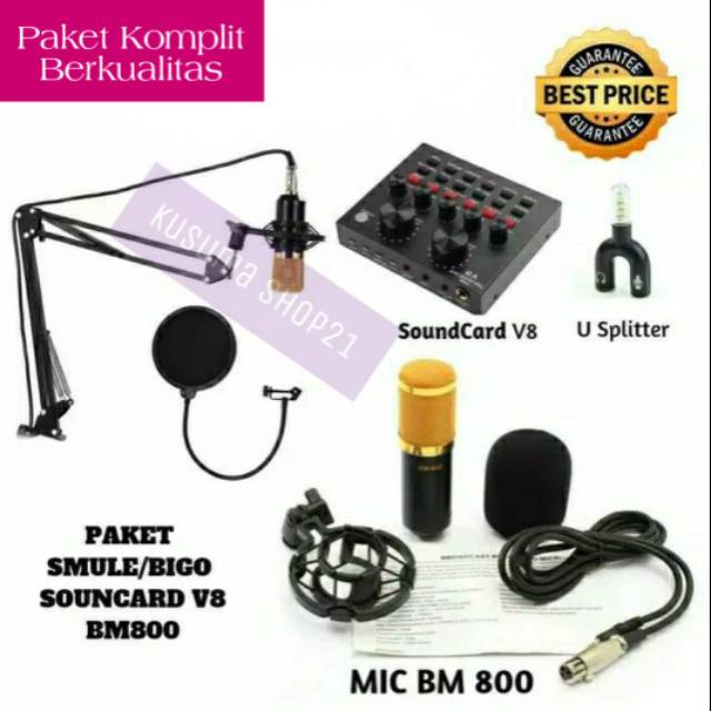 Paket Rekaman Microphone BM800 Include Mixer Soundcard V8 Paket Lengkap