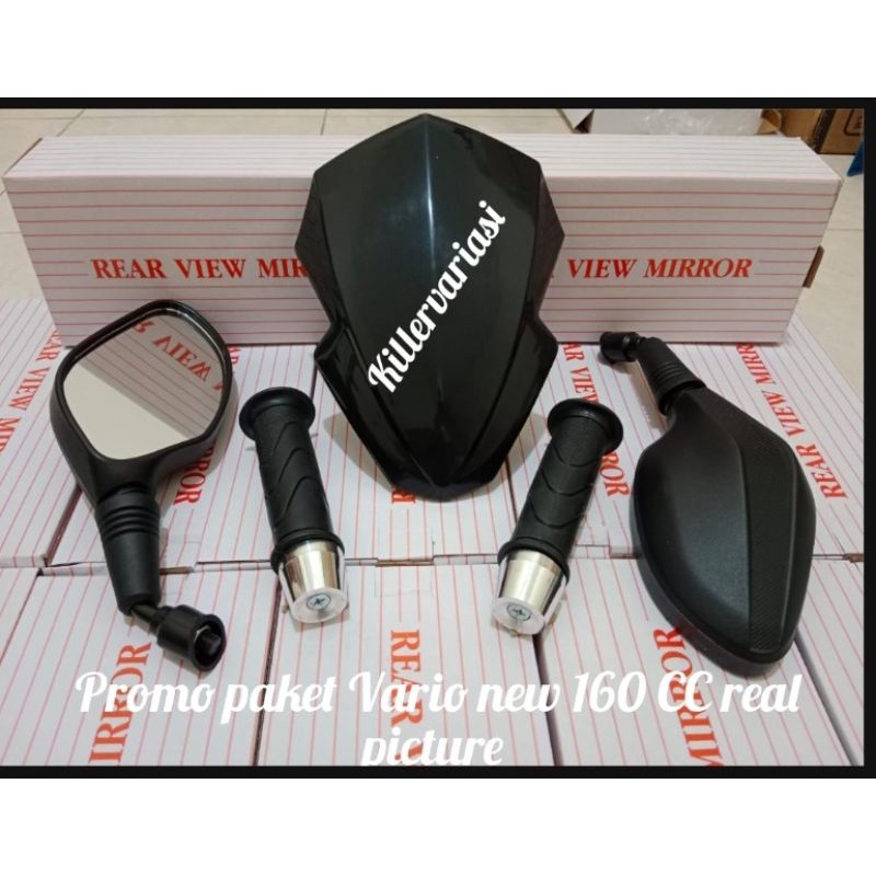 paket promo spion Vario 160 CC click + visor Vario 160 + handgrip Honda + Jalu stang chrome harga sepaket sesuai foto