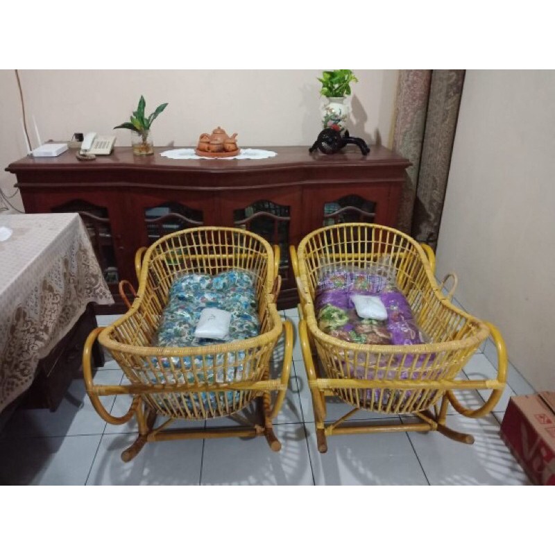 ayunan bayi rotan model perahu/ tempat tidur bayi