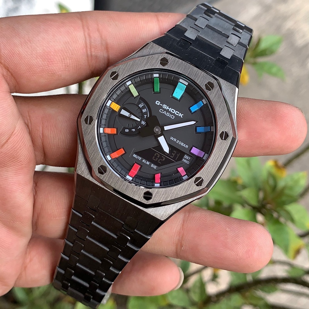 Jam G-Shock GShock GA-2100 GA2100 SKE Rainbow Original Gun Metal Gen3