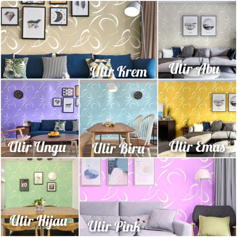 Wallpaper Sticker Dinding Motif Garis Lengkung Ungu 10M x Lebar 45cm