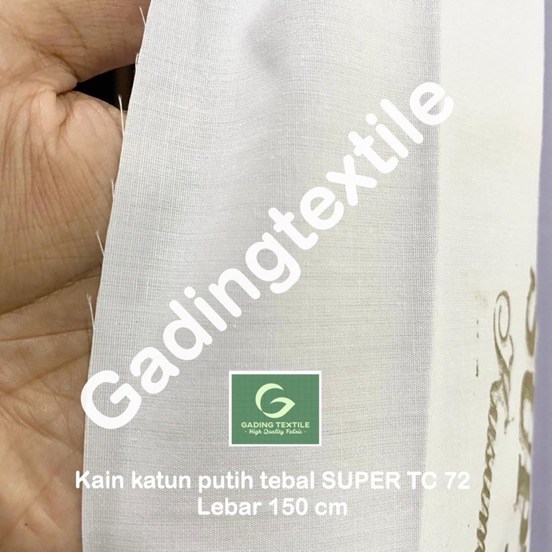 ( per 1 roll ) Kain tetoron katun polos jepang putih tebal SUPER TC 72 lebar 150 cm isi 54 meter bahan baju kemeja hem atasan seragam sekolah kerja kerudung jilbab hijab background backdrop foto mori kafan layar tancap taplak meja tirai hordeng gorden