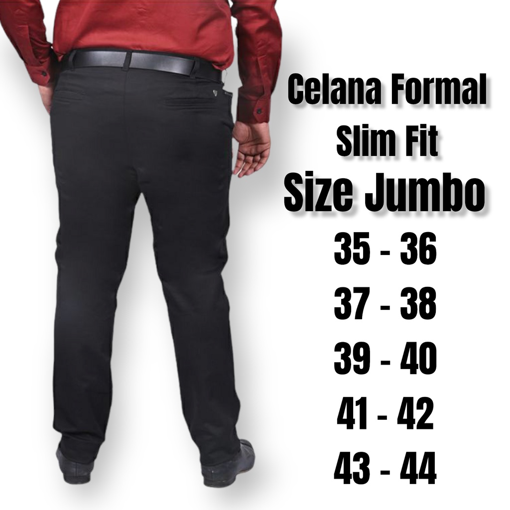 Mickonova Celana Formal Pria Bigsize Slimfit Jumbo Bahan Dasar Kain Woll Kantor Slim Fit Gede