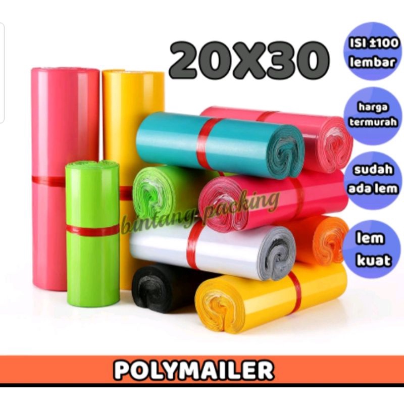 PLASTIK PACKING POLYMAILER ONLINE SHOP WARNA SIZE 20X30