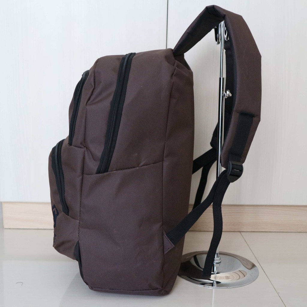 Tas Ransel Laptop Distro Backpack Punggung Sekolah Kuliah Gaya Gaul Warna Coklat With Rain Cover