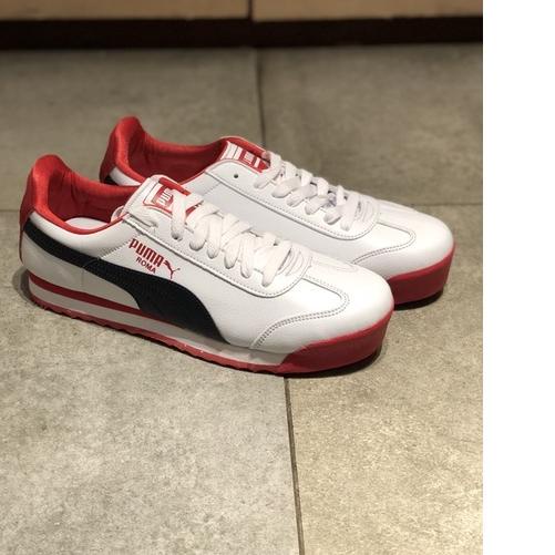 white puma roma trainers
