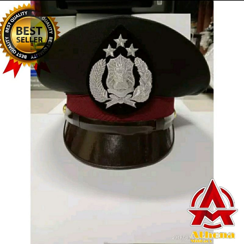 Pet PDH bintara polisi coklat| Topi Pet PDH bintara polri |Pet Polisi Bintara PDH