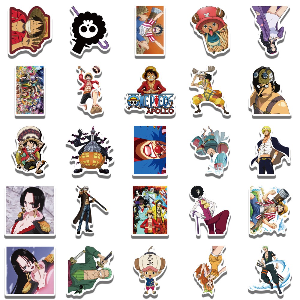 50PCS Anime One Piece Stickers Travel Luggage Guitar Fridge Laptop Waterproof Classic Toy Decals Sticker Fun for Kid Toys