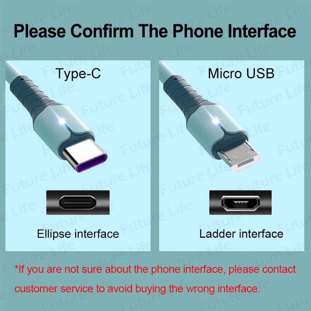 Kabel Data / Charger Micro USB Tipe-C 5A Fast Charging Bahan Silikon Untuk Apple / Android / iPhone