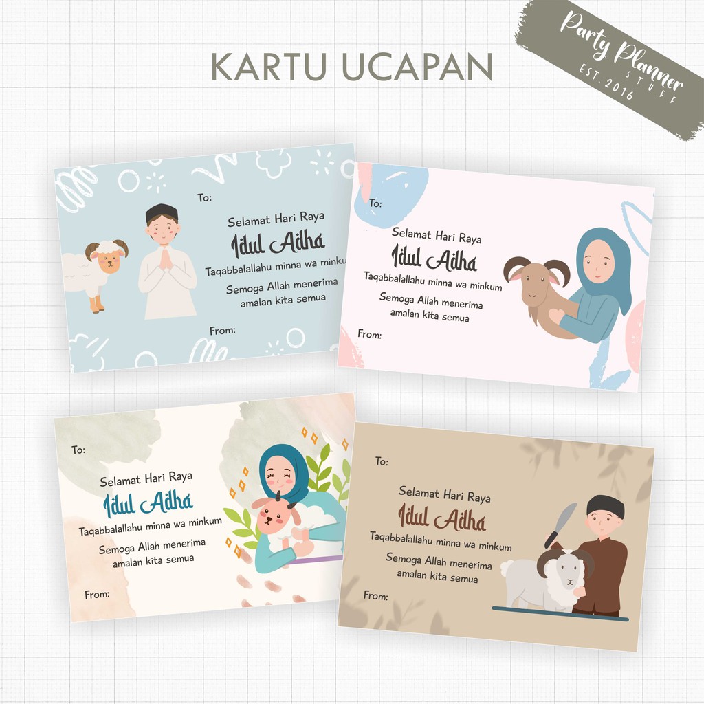 Kartu ucapan idul adha / eid al-adha / tag lebaran idul adha / kartu hampers idul adha custom