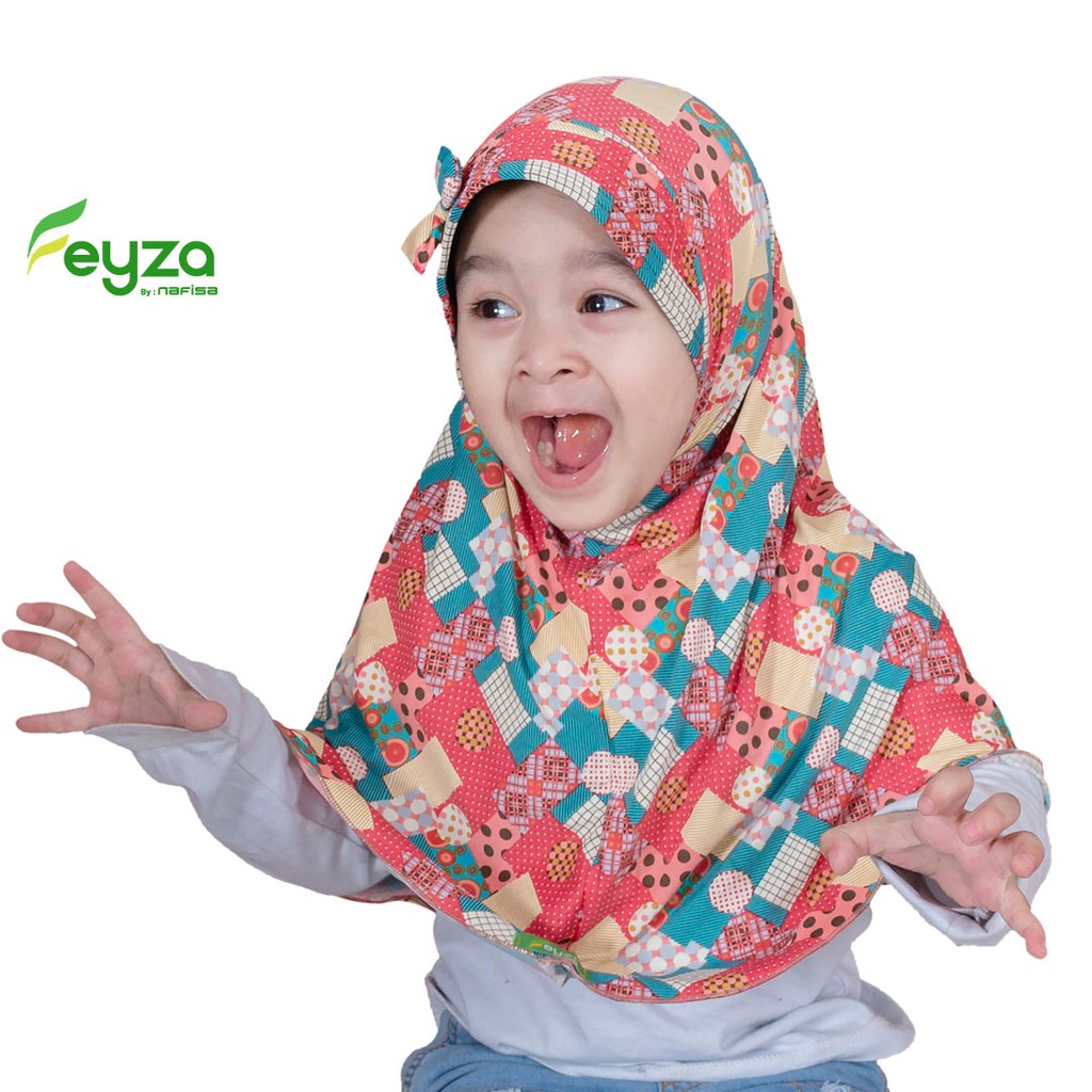 Jilbab Instan Anak Feyza Zalsa | Hijab Instan Anak Motif Kerudung Instan Bergo Motif Usia 1-3 Tahun