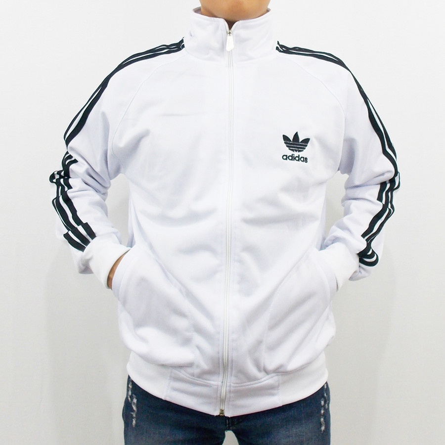 JAKET ADIDAS FIREBIRD PUTIH LIST HITAM M L XL XXL XXXL - JAKET TRAINING ADIDAS FIREBIRD - JAKET OLAH
