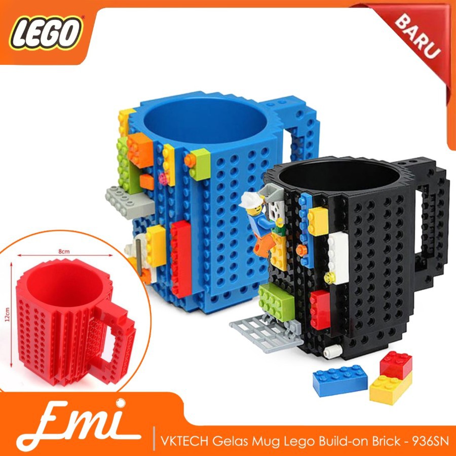 Gelas Mug Lego Build-on Brick Gelas Minum Serbaguna VKTECH - Hitam