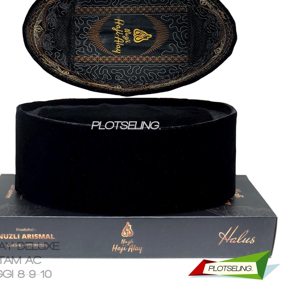 [produk.kami]⭐ Songkok Premium H. ALAY DELUXE AC dan NON AC Peci Kopiah Hitam Polos Tinggi 8 9 10 Di