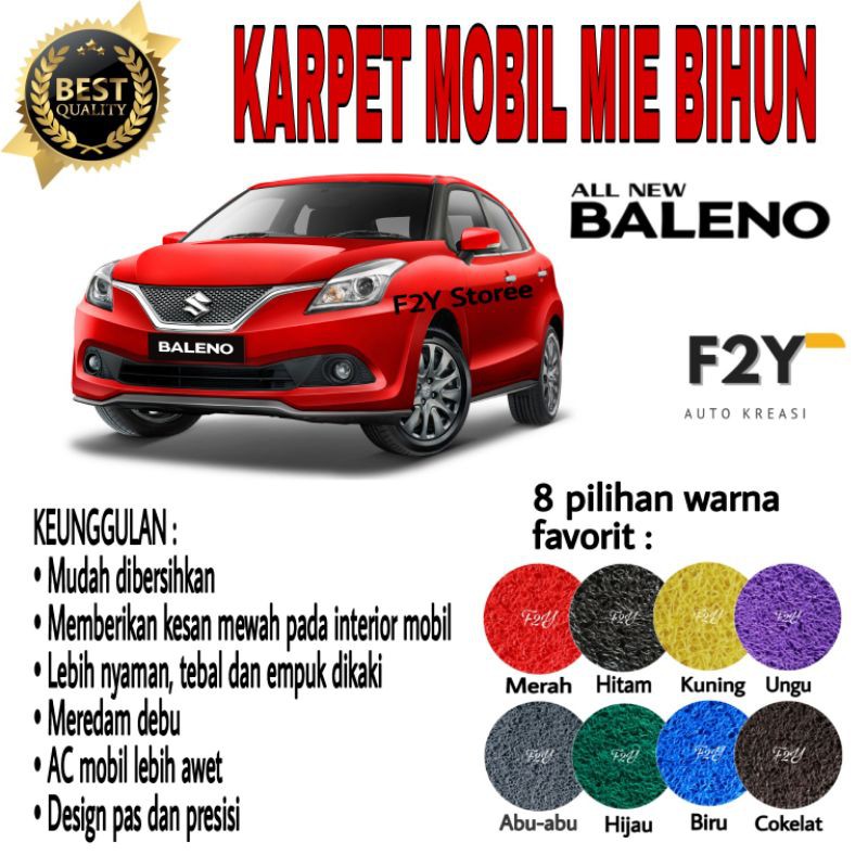 Karpet Mobil Mie Bihun NEW BALENO HATCHBACK Full Set Bagasi