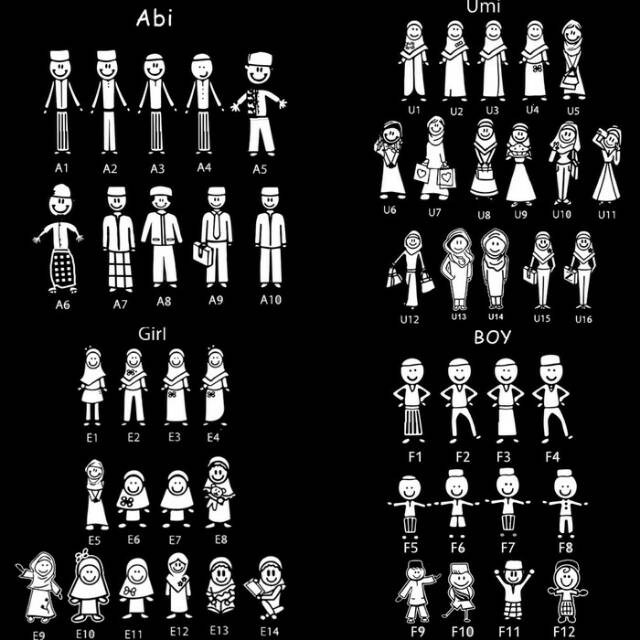 Stiker Mobil Happy Muslim Family Cutting Sticker Keren Murah