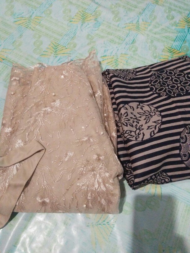 Real Pict Kebaya Setelan Kebaya Brokat Aurora Mix Rok Plislet Warna Mocca Gold Abu Dongker Estetika