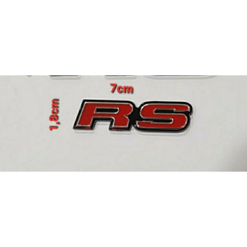 emblem logo/ tulisan RS merah ORi 7cm mobil universal