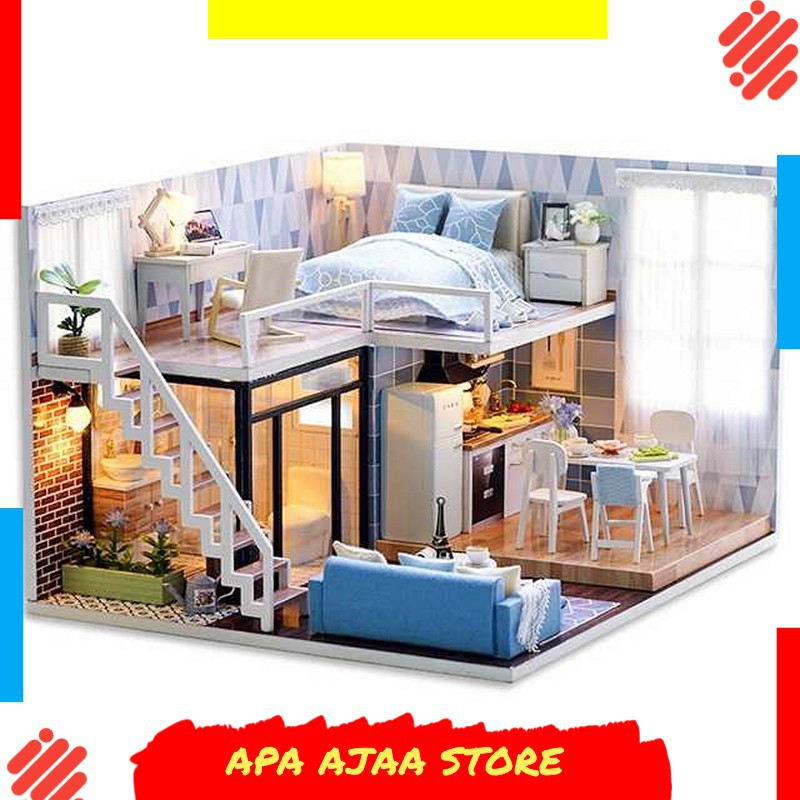 Terbaru ! CUTE ROOM Miniatur Rumah Boneka DIY Doll House Wooden Furniture - L023