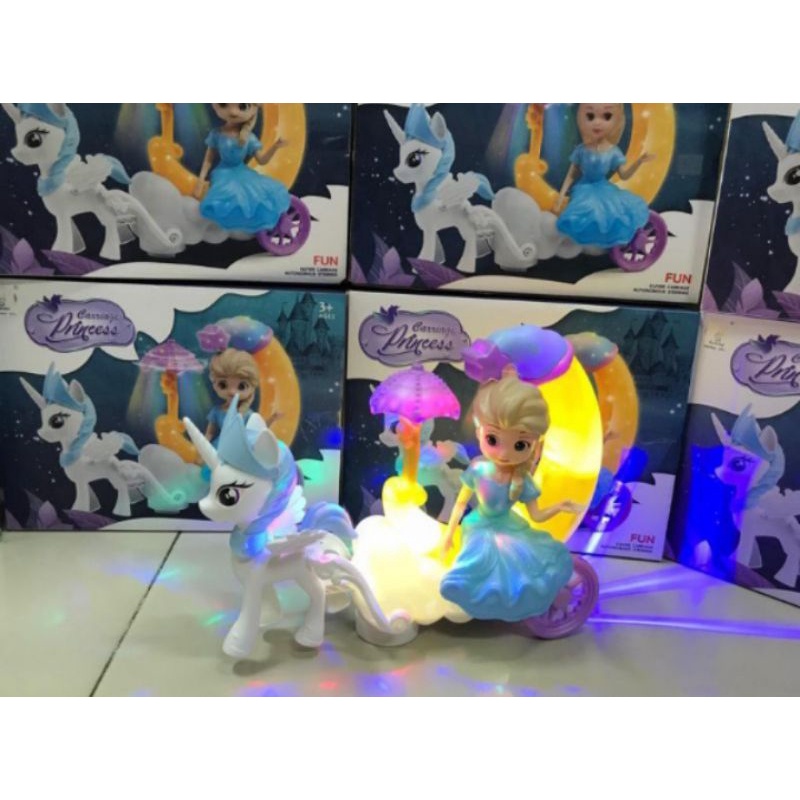 Jual Mainan Kereta Kuda Pony Frozen / Mainan Kue Frozen Jalan Lampu