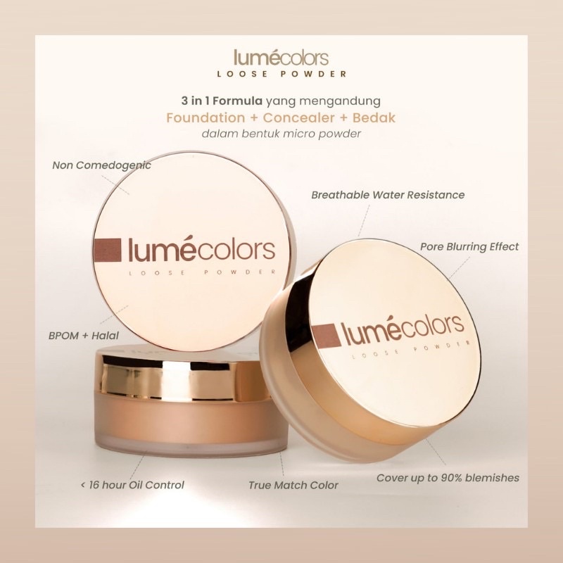 Lumecolors Loose Powder pore Blurring Effect With Control Bedak Tabur Golden Tan Medium LightNeutral