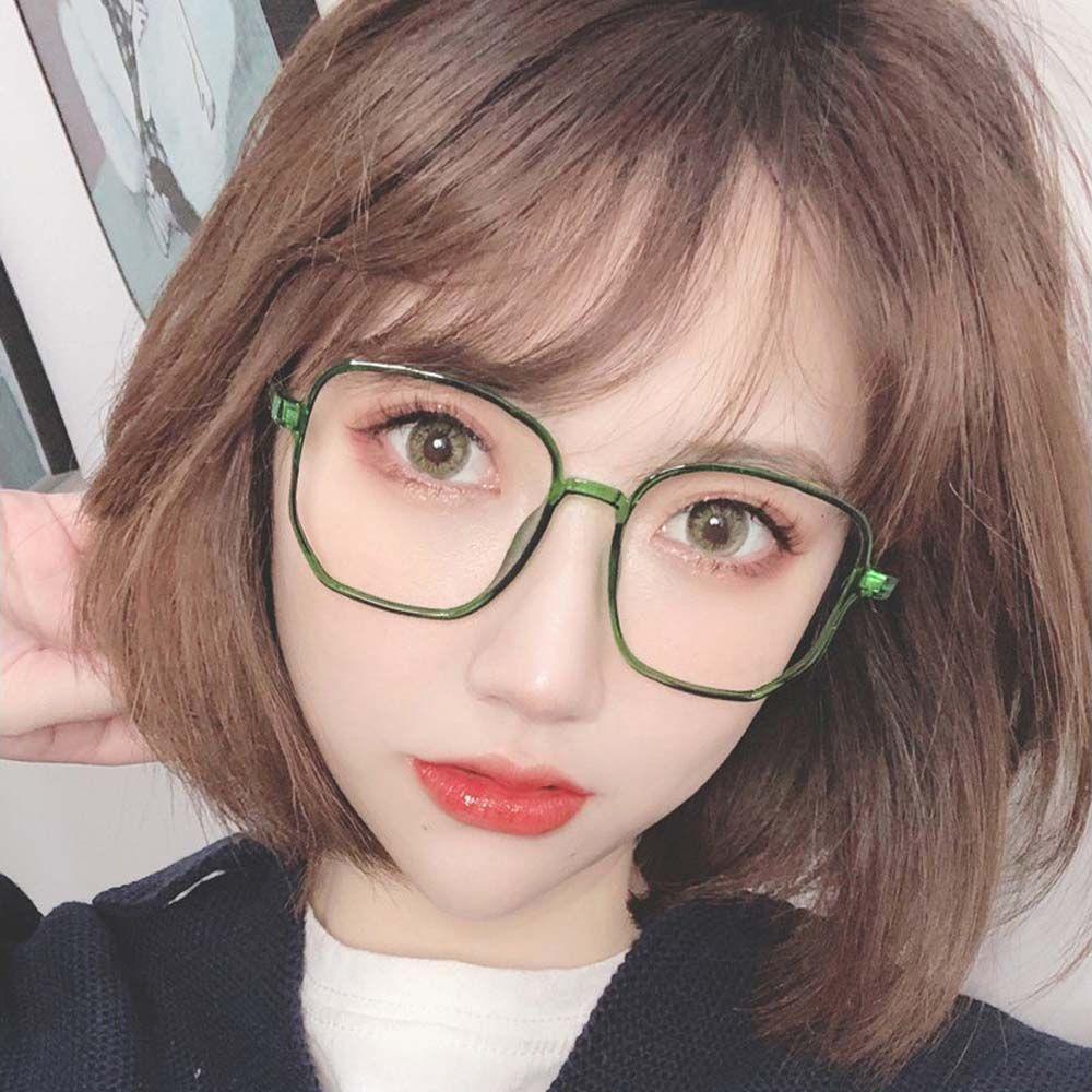 NEEDWAY Kacamata Anti Radiasi Transparan Fashion Kacamata Komputer Bingkai Besar Lensa Bening Gaya Korea Wanita Eyeglasses