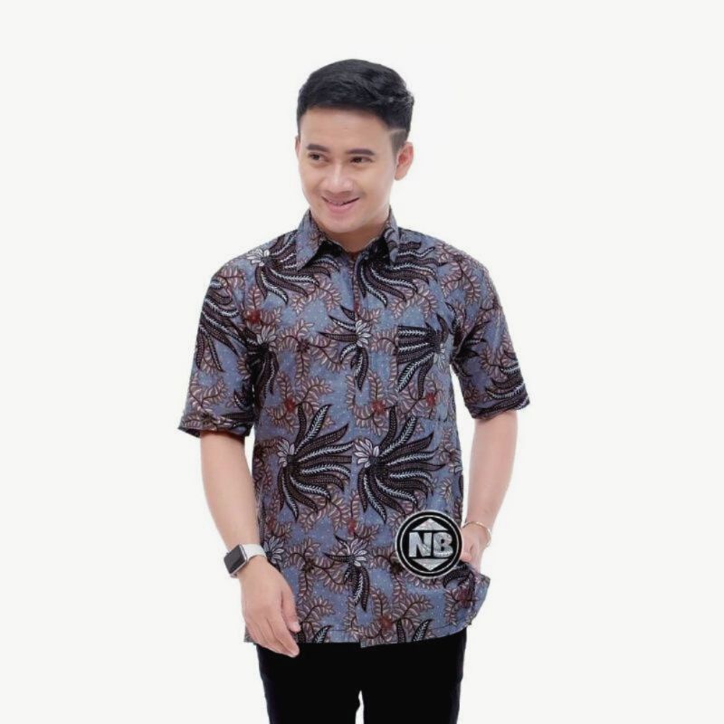 BSWART KEMEJA  Batik HRB026 Kenongo kemeja Pendek barong Pekalongan M L XL XXL Batik Pria MURAH Modern Grosir