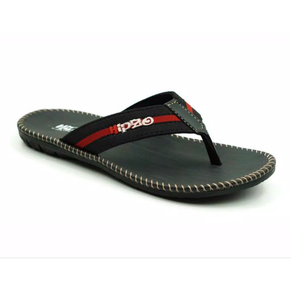 sendal  pria jepit kulit slide casual original Premium grade A terbaru kekinian-Hitam
