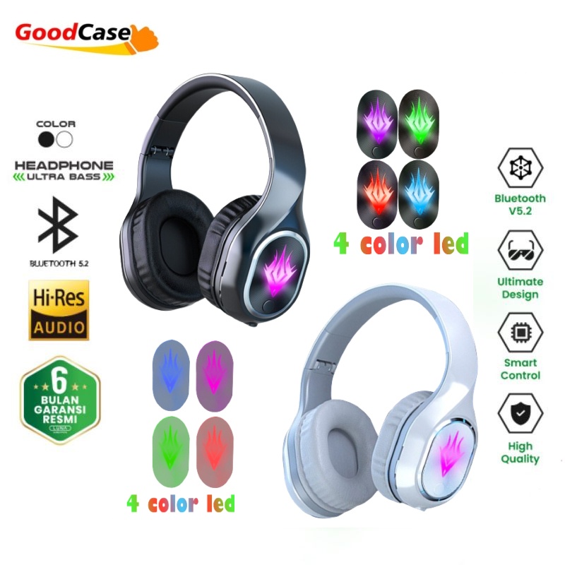 GoodCase - Headset Bluetooth Gaming Headphone Music With Mic 9D Dynamic HD Sound RGB Light