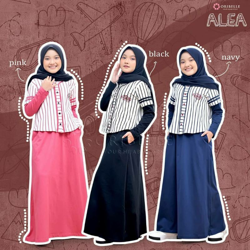 ALEA BY ORIBELLE/SETELAN ROK MUSLIM ANAK/BAJU MUSLIM ANAK PEREMPUAN/BAJU SETELAN OLAHRAGA ANAK