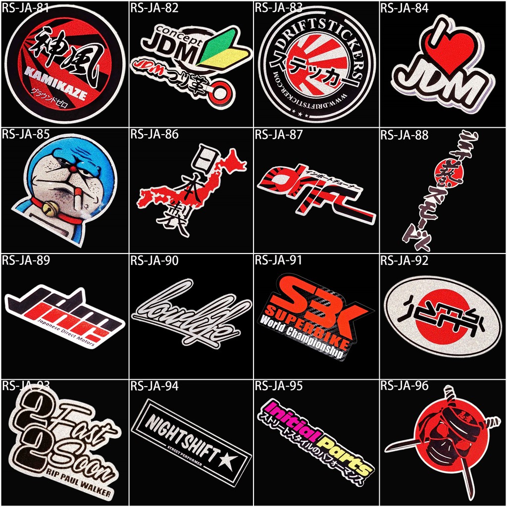 1PCS JDM 2021 Reflective Car Decals Fashion Motorcycle Stickers Helmet Decoration(49 Styles Are Available)