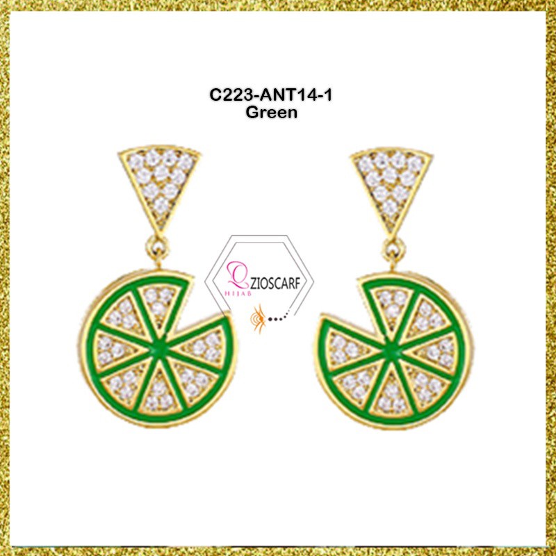 ANTING WANITA KOREA ANTING ANTI KARAT KOREA TITANIUM ANTING TUSUK TITANIUM BENTUK LIME ANT14